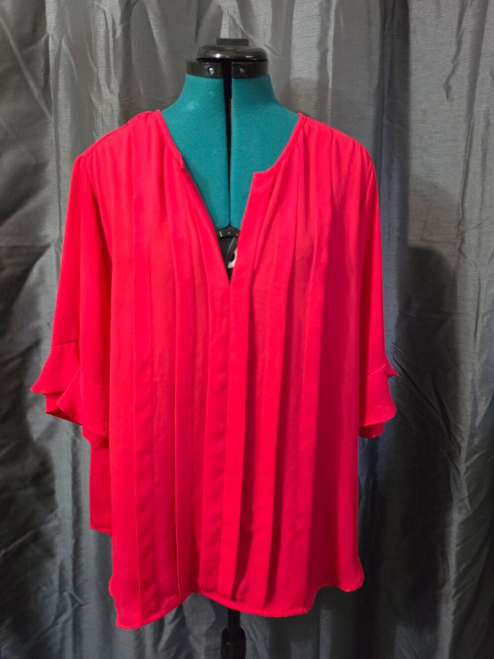 Diana Ferrari Pink Red Pleated Blouse - Size 18